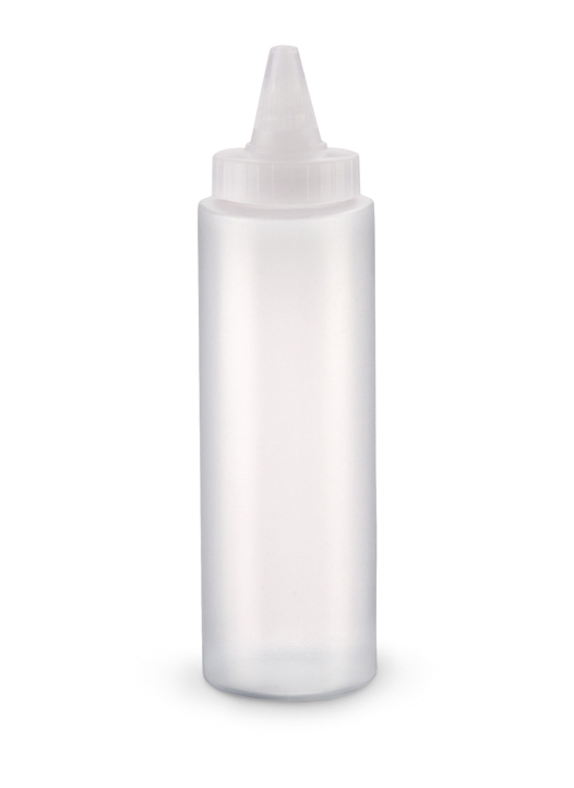 Dispensador a presión transparente con tapón con cierre rosca de 240 ml