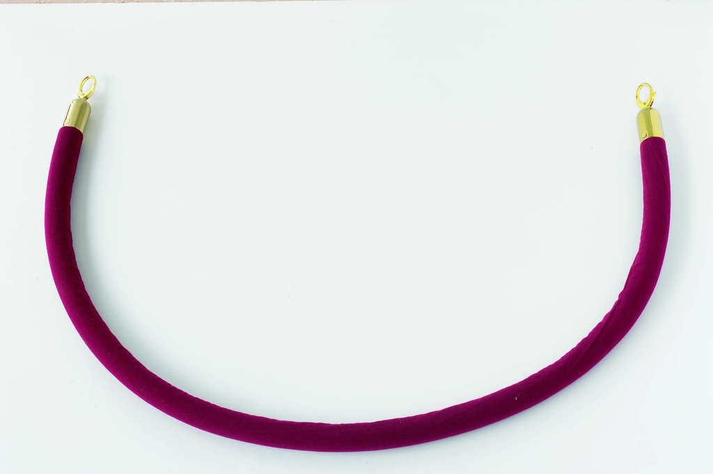 [P19106] Cuerda Stanchion 150 cm de tela roja con terminaciones doradas