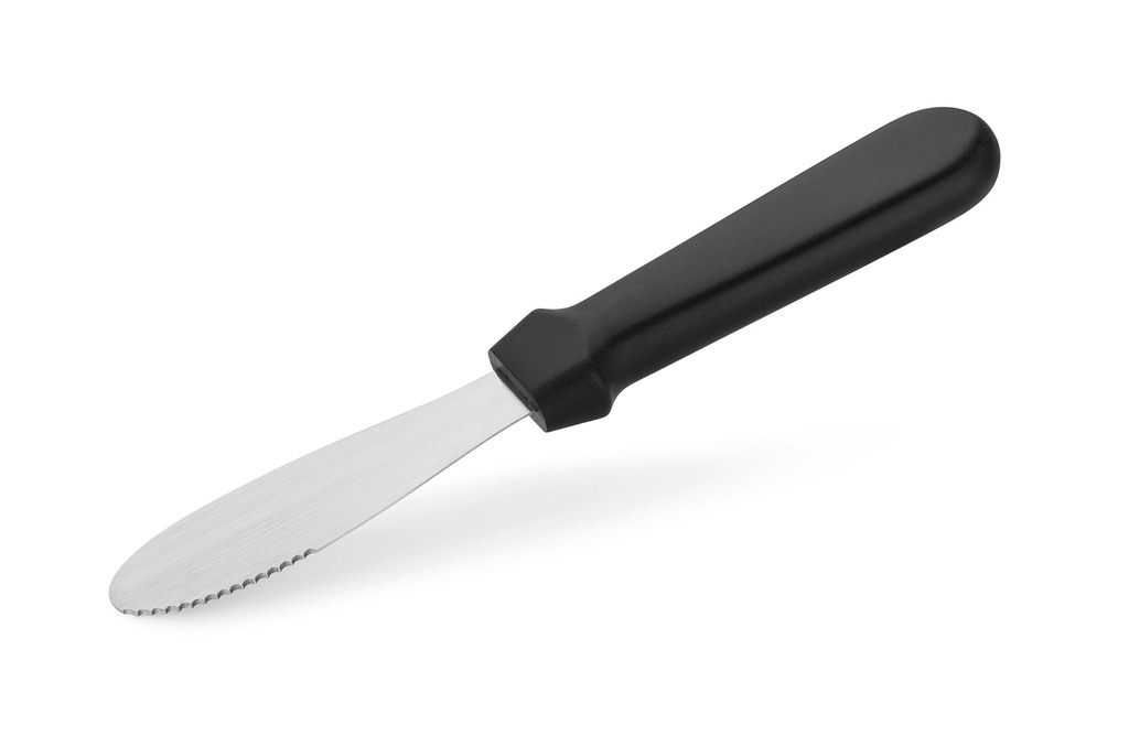 Espátula para untar de acero inoxidable de 23 cm con mango ABS negro