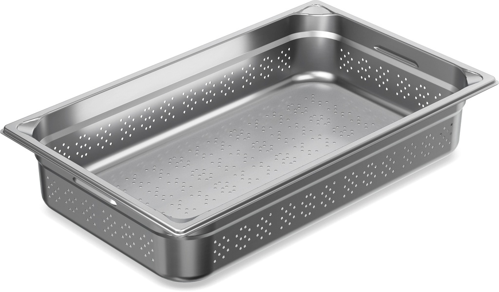 Cubeta Gastronorm GN PRO Perforada de acero inoxidable 18/10 de tamaño 1/1 y 65 mm de profundidad