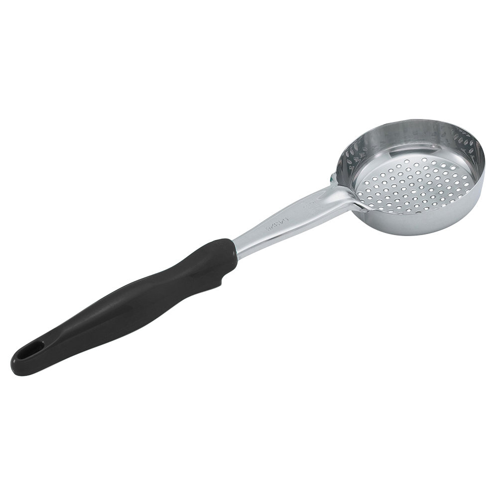 Spoodle® monobloc perforado redondo de acero inoxidable de 236 ml con mango de nylon negro