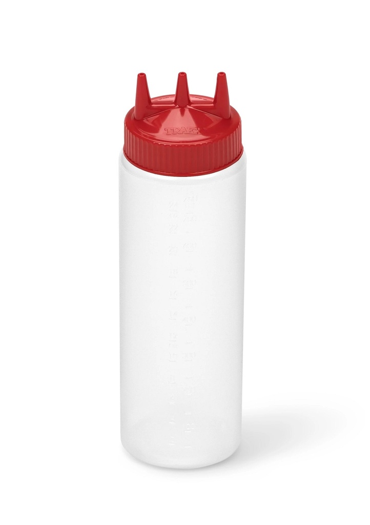 Dispensador a presión triple transparente de 710 ml con tapa roja