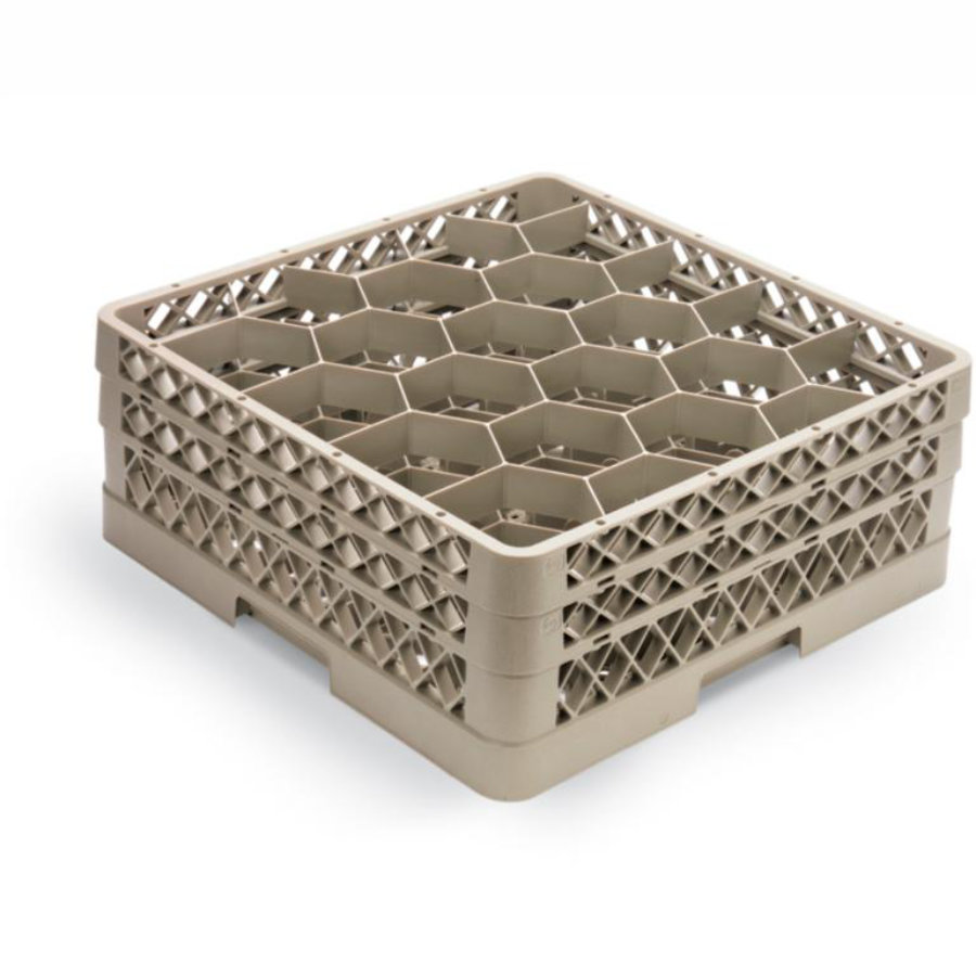 Cesta abierta T-Version de polipropileno de 20 compartimentos en color beige con dos extensores