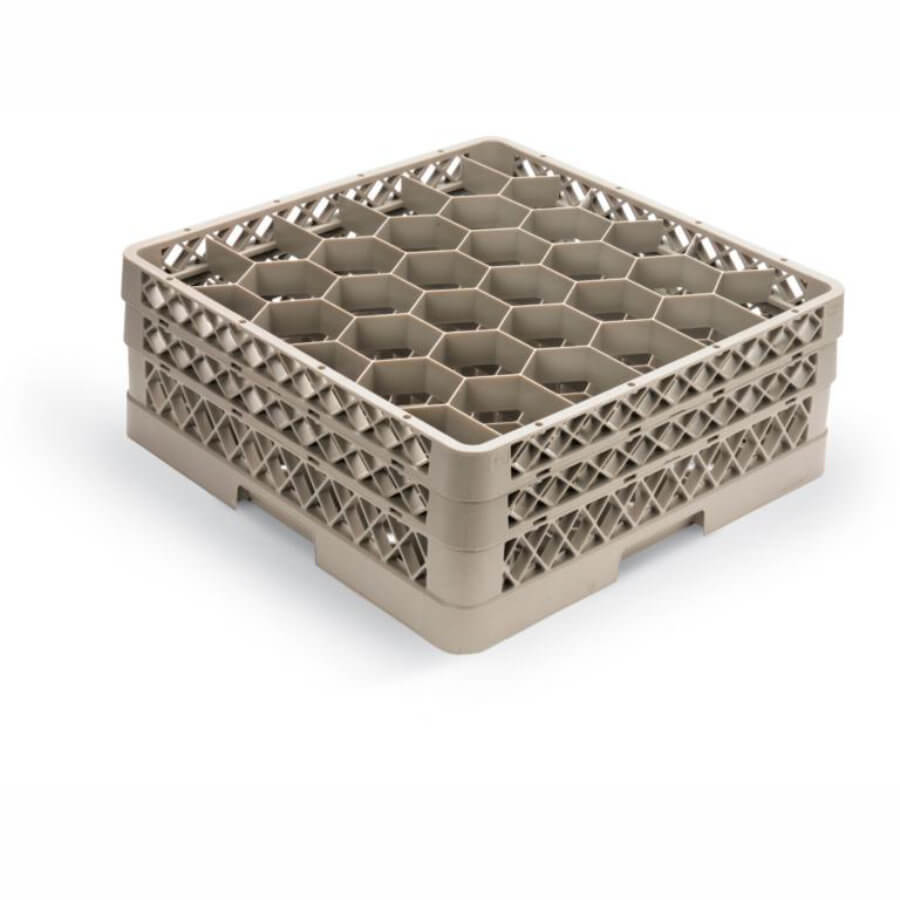 Cesta abierta T-Version de polipropileno de 30 compartimentos en color beige con dos extensores