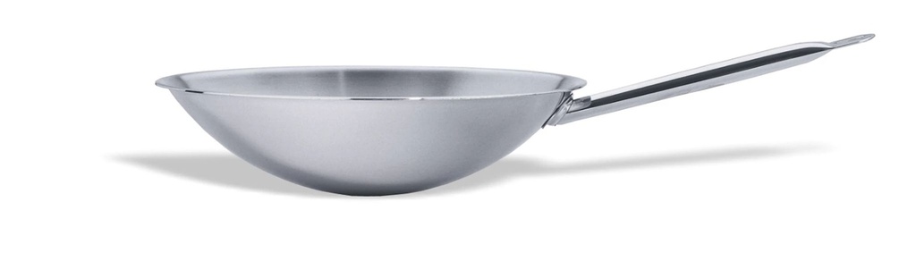 Wok Inox-Pro Expert con fondo redondo de acero inoxidable de 36 centímetros lista para la inducción