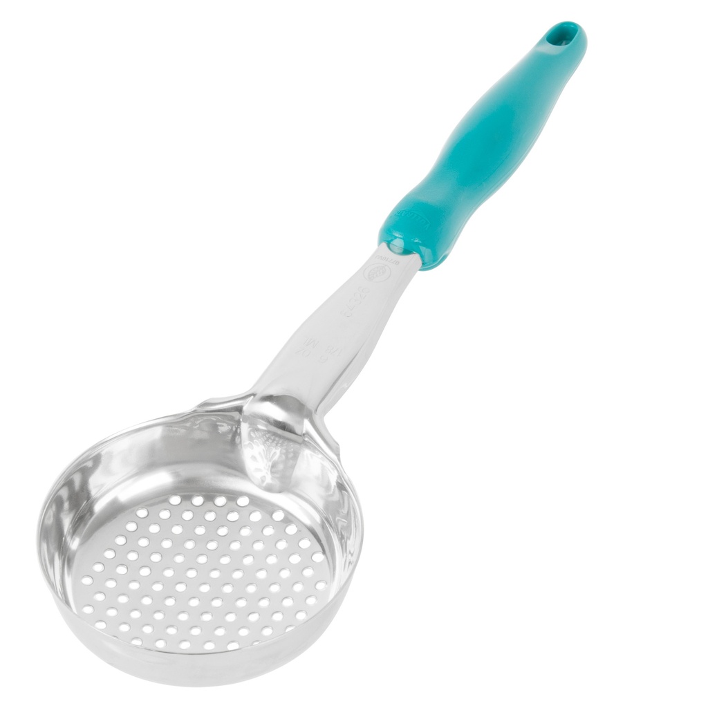 Spoodle® monobloc perforado redondo de acero inoxidable de 177 ml con mango de nylon gris