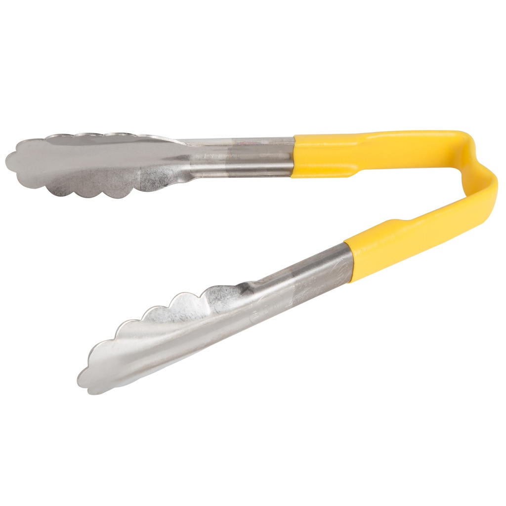 Pinzas festoneadas monobloc de acero inoxidable de 15 cm con mango amarillo Kool-Touch®