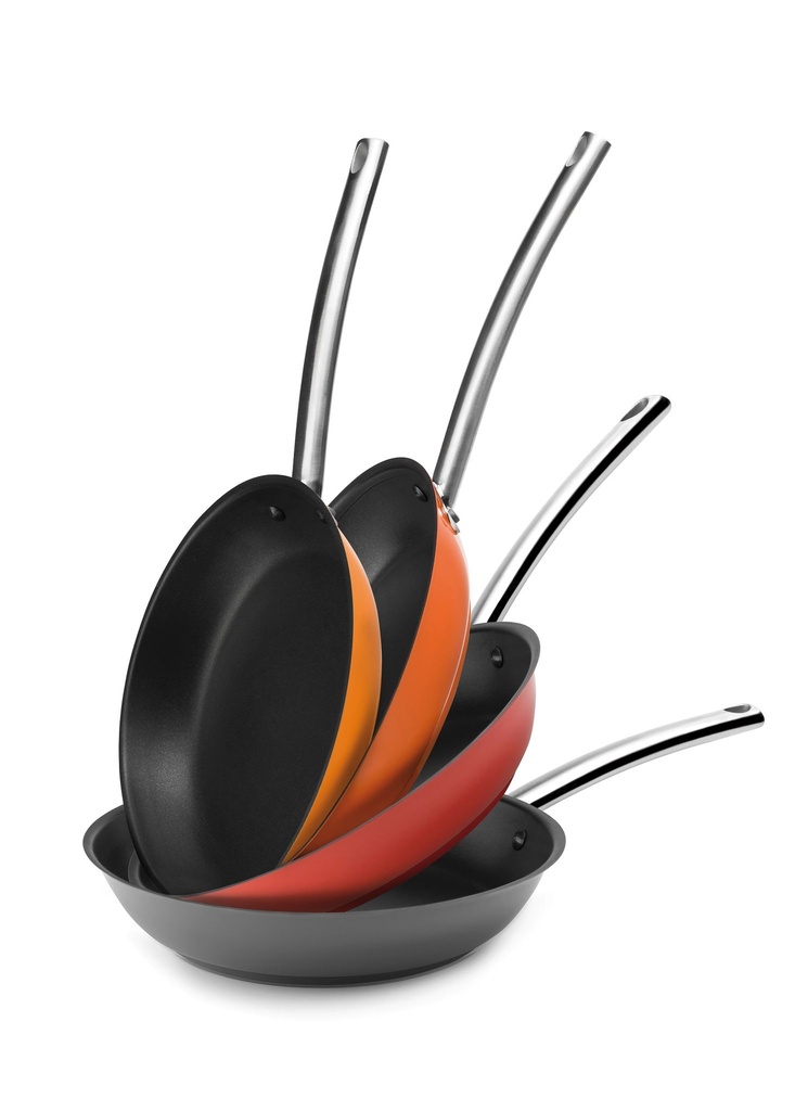 Sartén Cool Line Amarilla con mango Ergos de acero inoxidable de 28 centímetros lista para la inducción con antiadherente reforzado