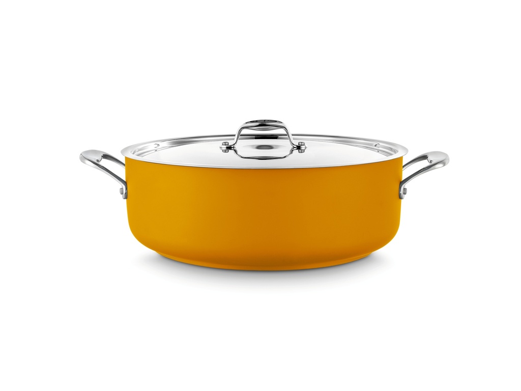 Cacerola baja con tapa Cool Line de 32 centímetros de acero inoxidable 18/10 Amarillo