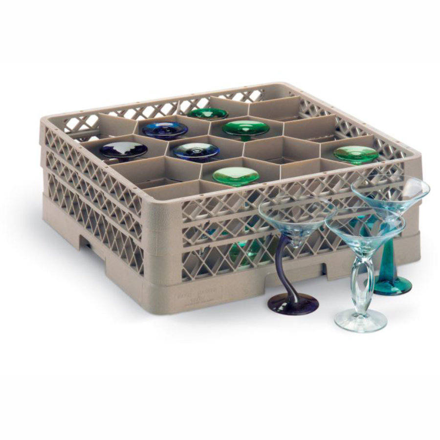 Cesta abierta T-Version de polipropileno de 12 compartimentos en color beige con cuatro extensores