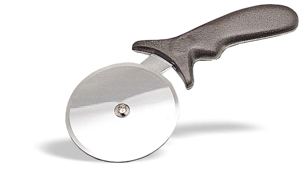 Ruleta cortapizzas de acero inoxidable de 10 cm con mango ABS negro
