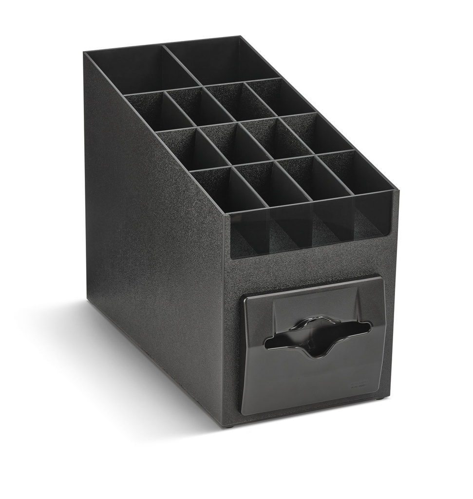 Dispensador de servilleta de encimera con taza ajustable de 12 compartimentos, tapa y organizador de condimentos