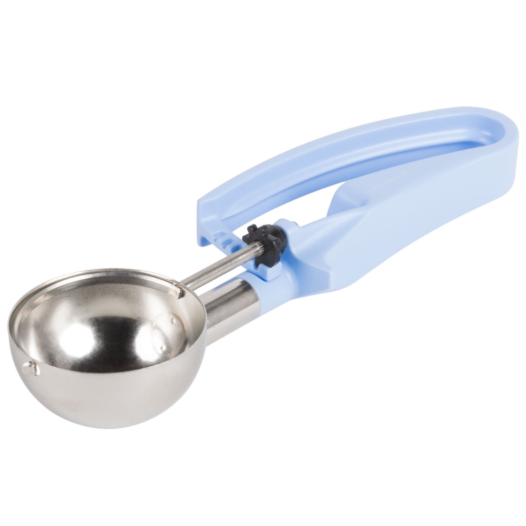 Porcionador apretable de 71 ml con mango azul cielo
