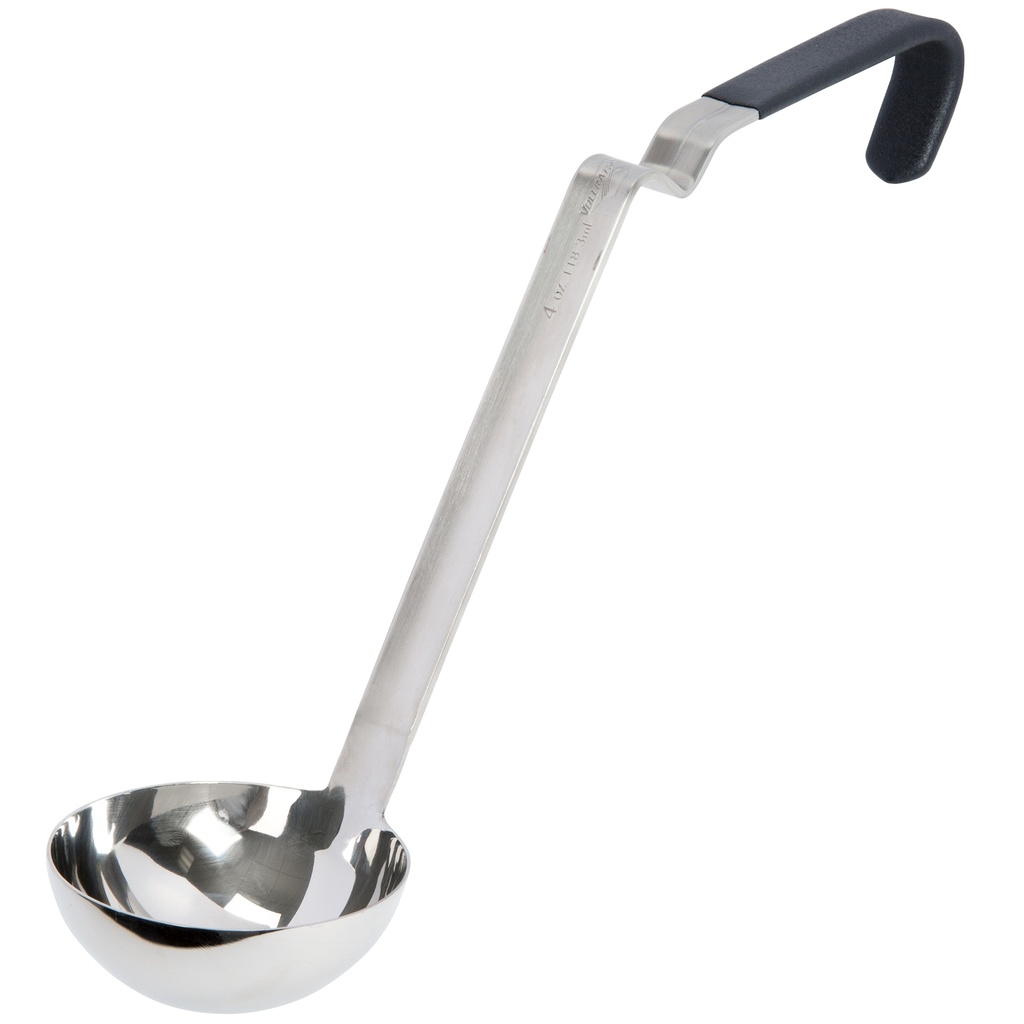 Cacillo de acero inoxidable de 4 onzas con mango negro Ergo Grip™ Kool-Touch®