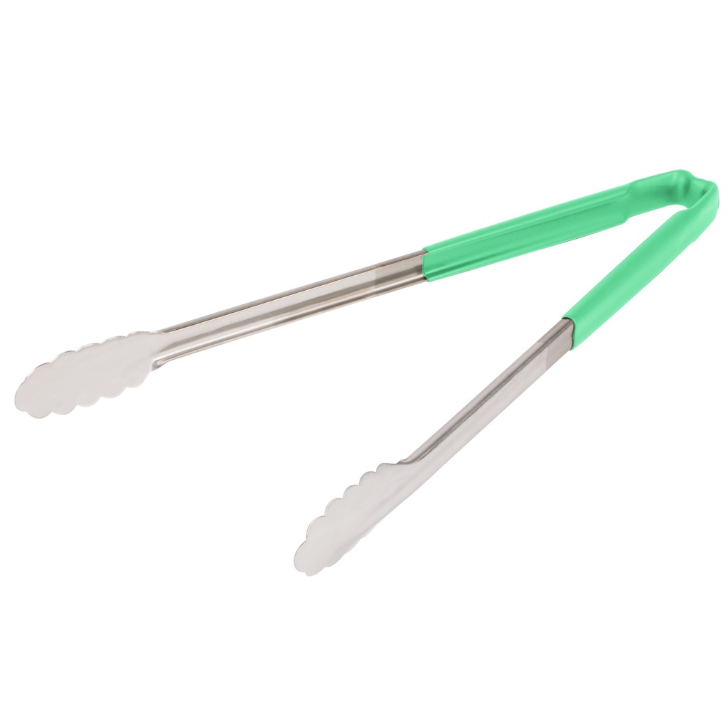 Pinzas festoneadas monobloc de acero inoxidable de 40 cm con mango verde Kool-Touch®