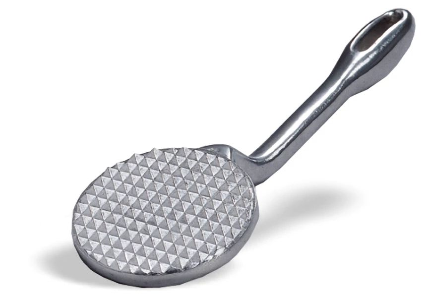 Aplastadora para carne de acero inoxidable de 9.5 cm con cara dentada