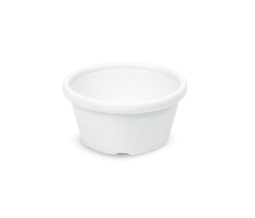 Recipiente para salsas de PET blanco de 7 cm