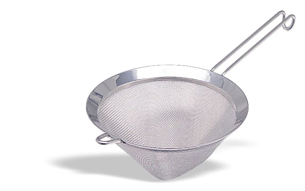 Colador cónico en acero inox de 12 cm con luz de malla de 0.7 mm