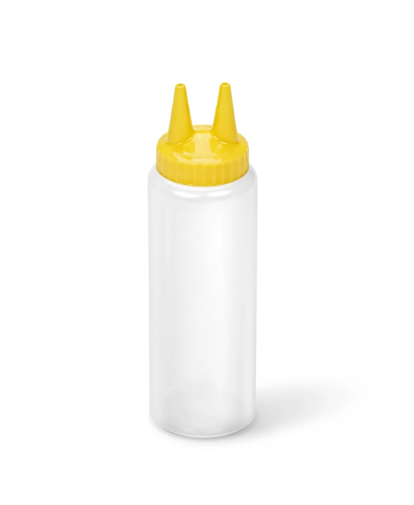 Dispensador a presión doble transparente de 240 ml con tapa amarilla