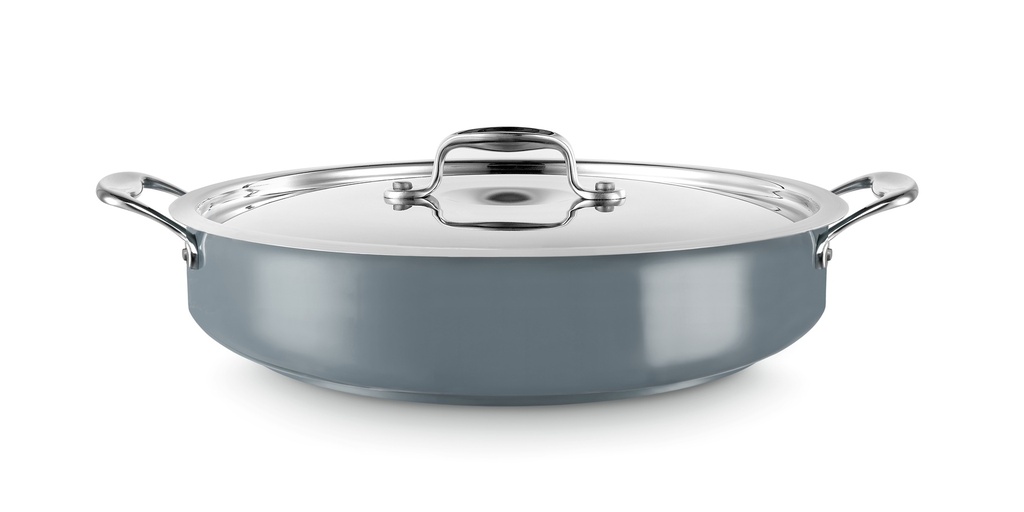 Paellera con tapa Cool Line de 28 centímetros de acero inoxidable 18/10 Gris