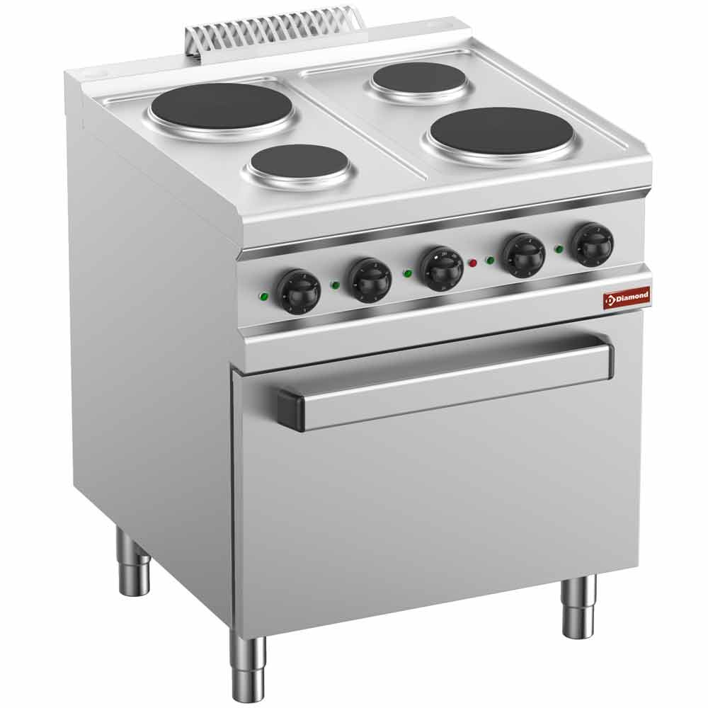 Estufa eléctrica 4 planchas, sobre horno eléctrico GN 2/1