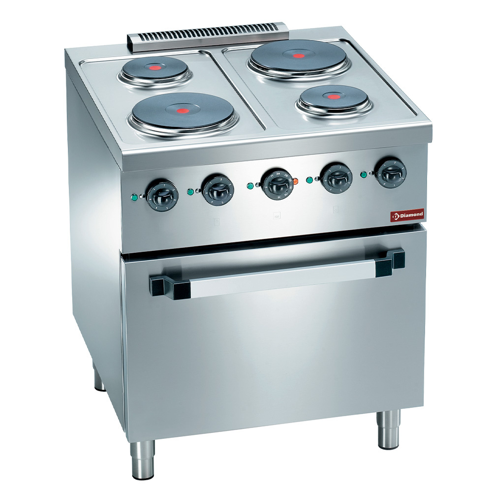 Estufa eléctrica 4 planchas, sobre horno eléctrico GN 2/1