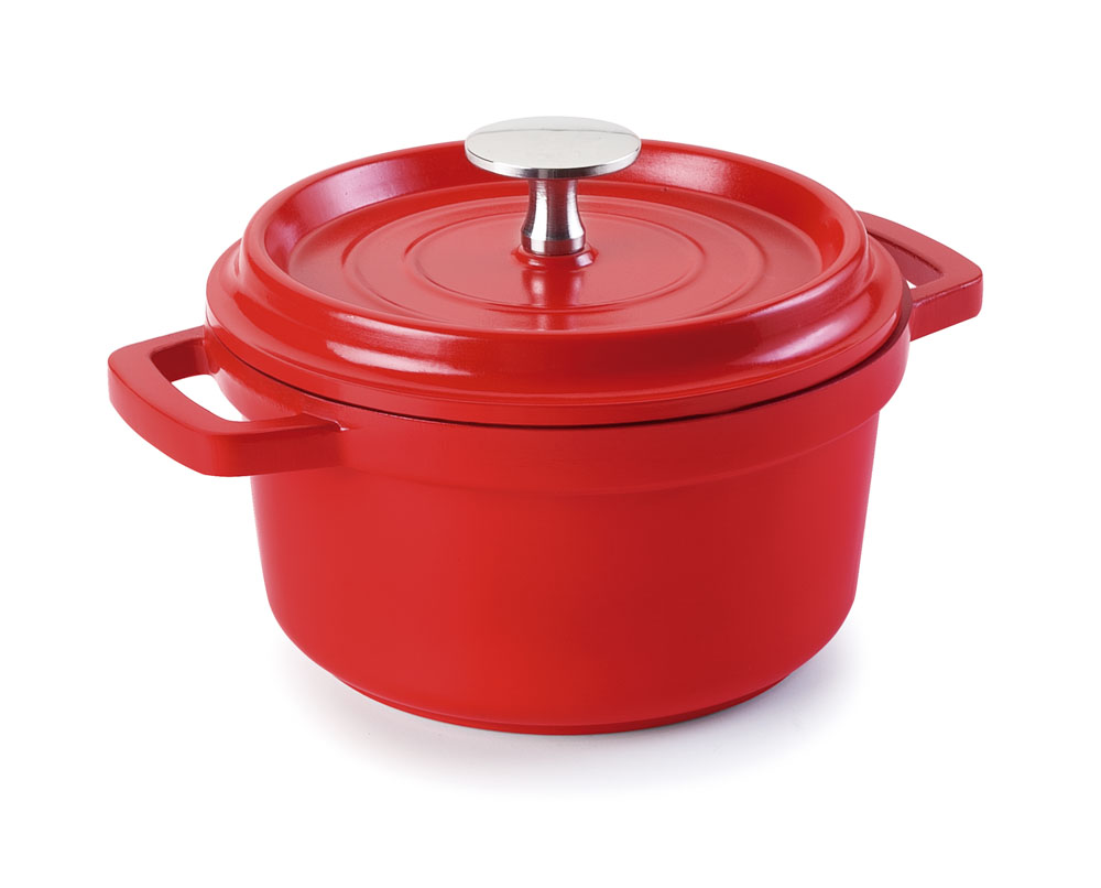 CACEROLA ROJA ALUMINIO FUNDIDO D.14 CMS