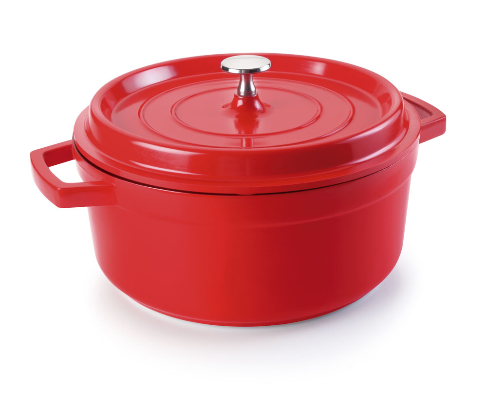 CACEROLA ROJA ALUMINIO FUNDIDO D.28 CMS