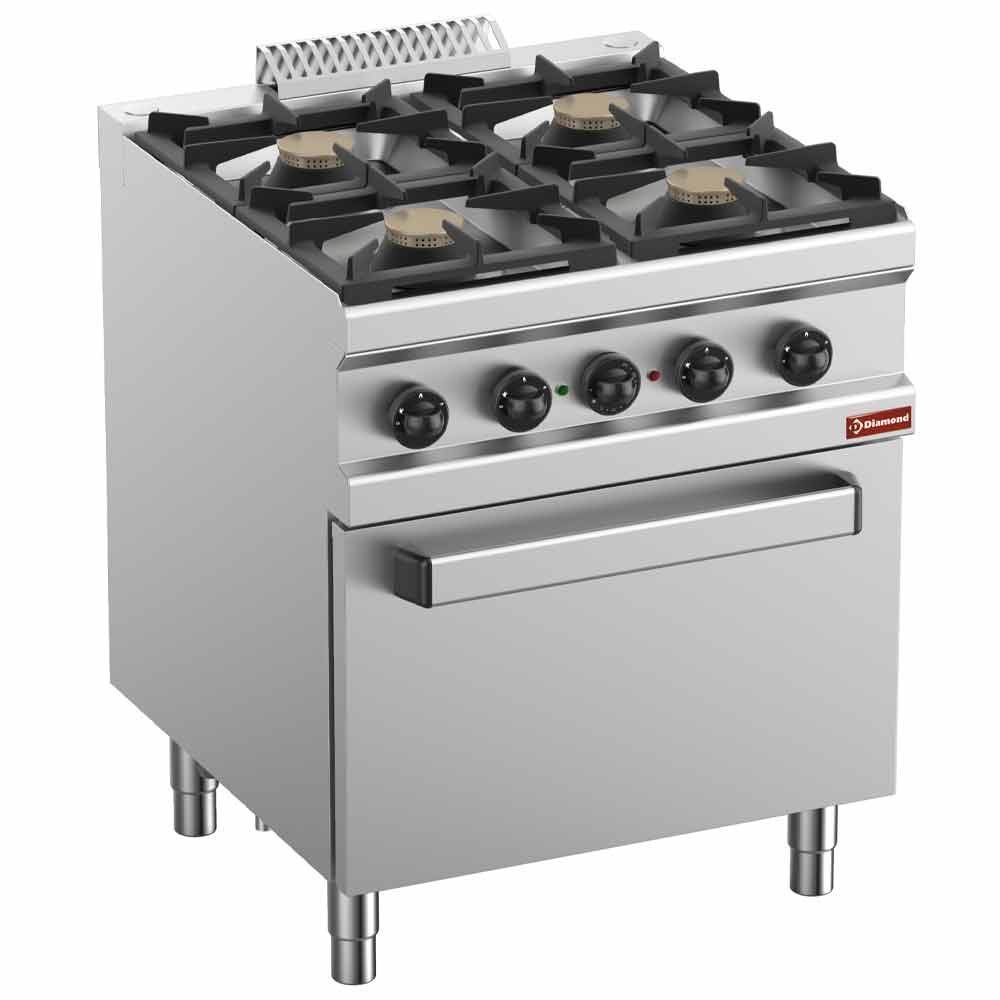 Estufa de gas 4 fuegos, horno de convección eléctrico GN 1/1
