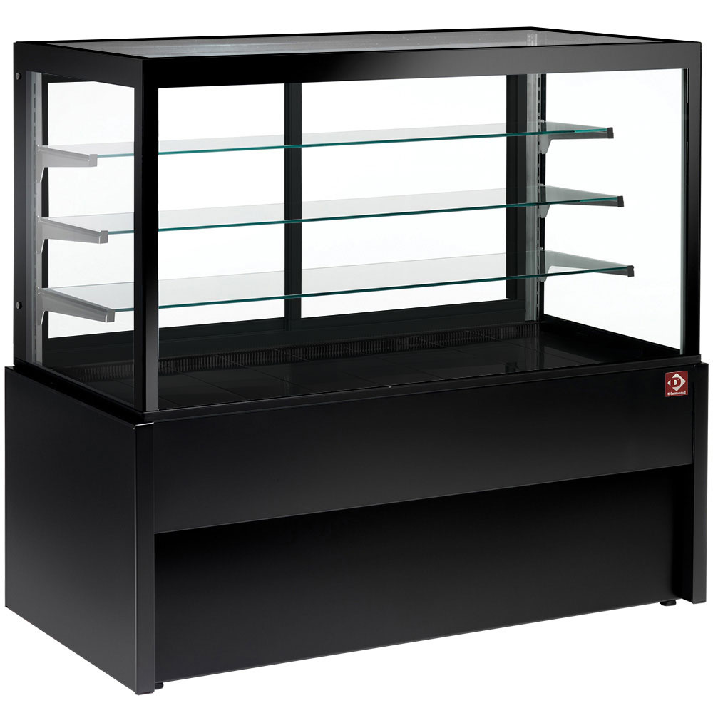 Banco vitrina panorámica, ventilado, 4 niveles, sin reserva - NEGRO