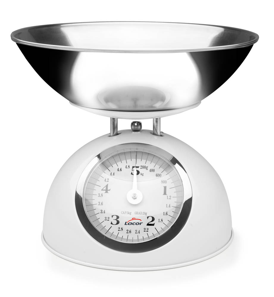 [61714] BASCULA RETRO WHITE 5 KG BOL INOX