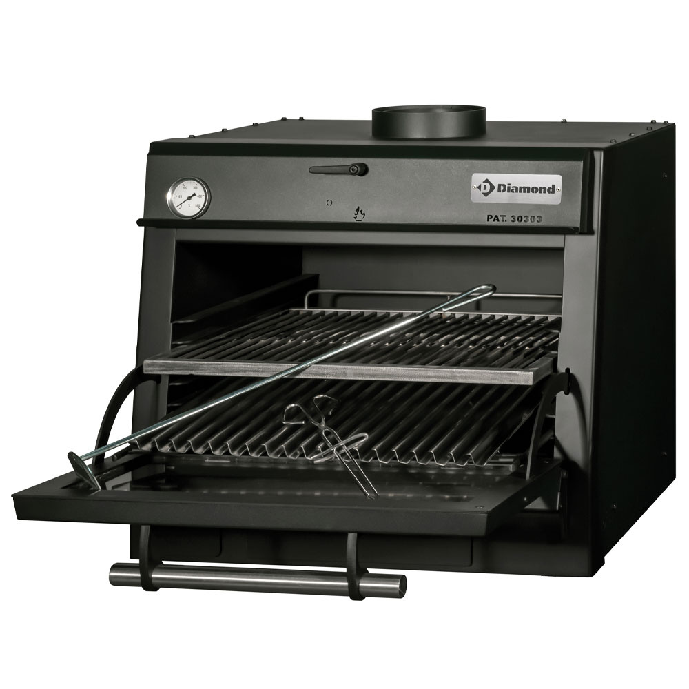 Horno-BBQ brasa, GN 1/1 (60 Kg/h)/Negro