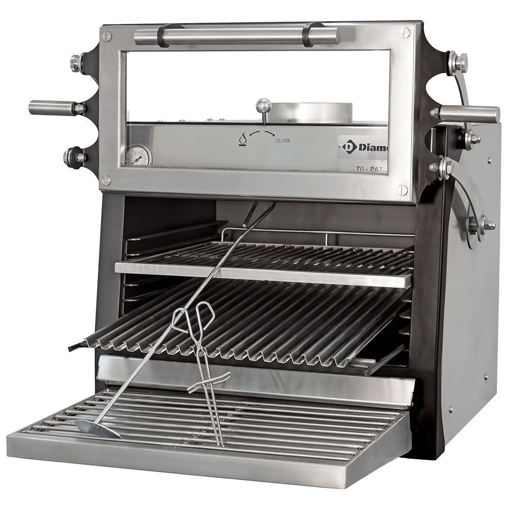 Horno-BBQ brasa, GN 1/1 (60 Kg/h)- Puerta elevable/Acero inoxidable