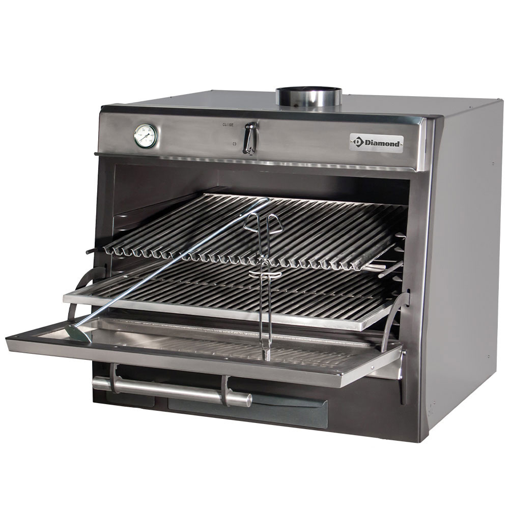 Horno-BBQ brasa, GN 1/1 + GN2/4 (75 Kg/h)/Acero inoxidable