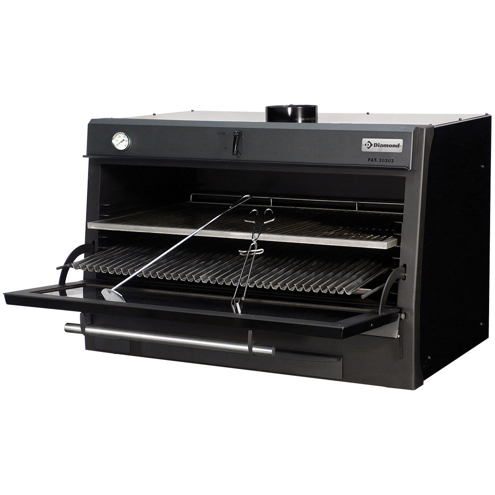 Horno-BBQ brasa, GN 2/1 + GN1/1 (120 Kg/h)/Negro