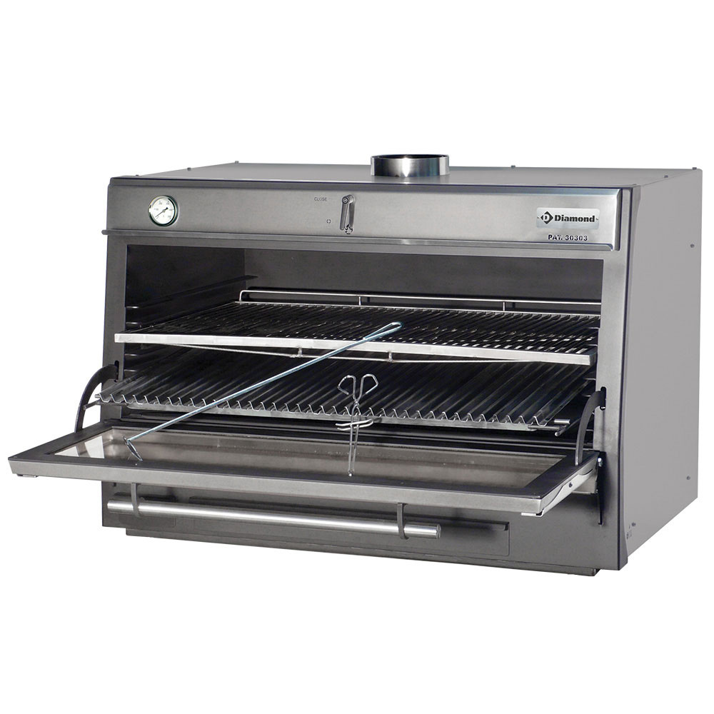 Horno-BBQ brasa, GN 2/1 + GN1/1 (150 Kg/h)/Acero inoxidable