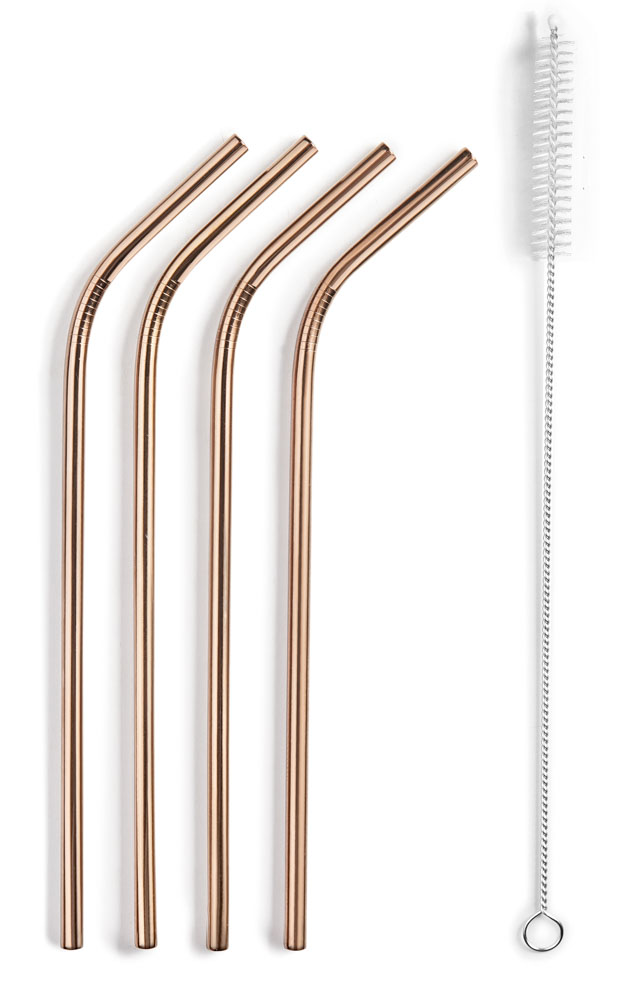 SET 4 PAJITAS COBRE 21.5CM CON LIMPIADOR