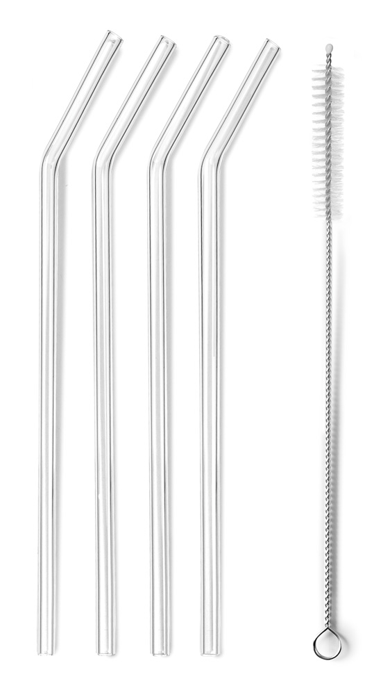 SET 4 PAJITAS CRISTAL 20CM CON LIMPIADOR