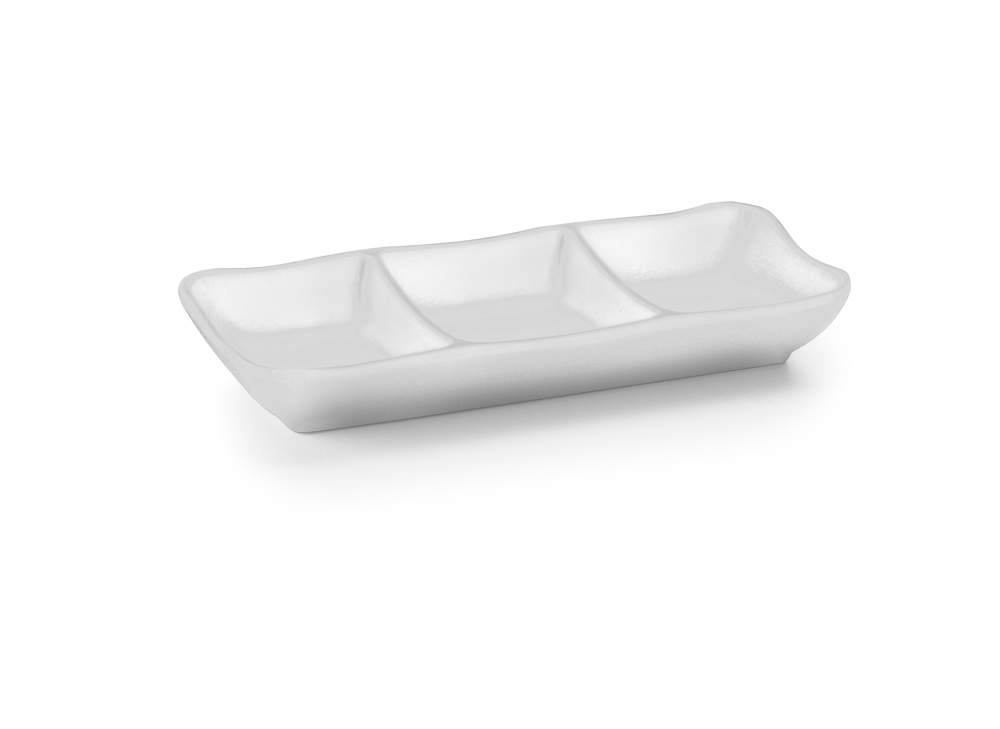 FUENTE 3SALSA MINI MELAMINA WHITE 19X8X3