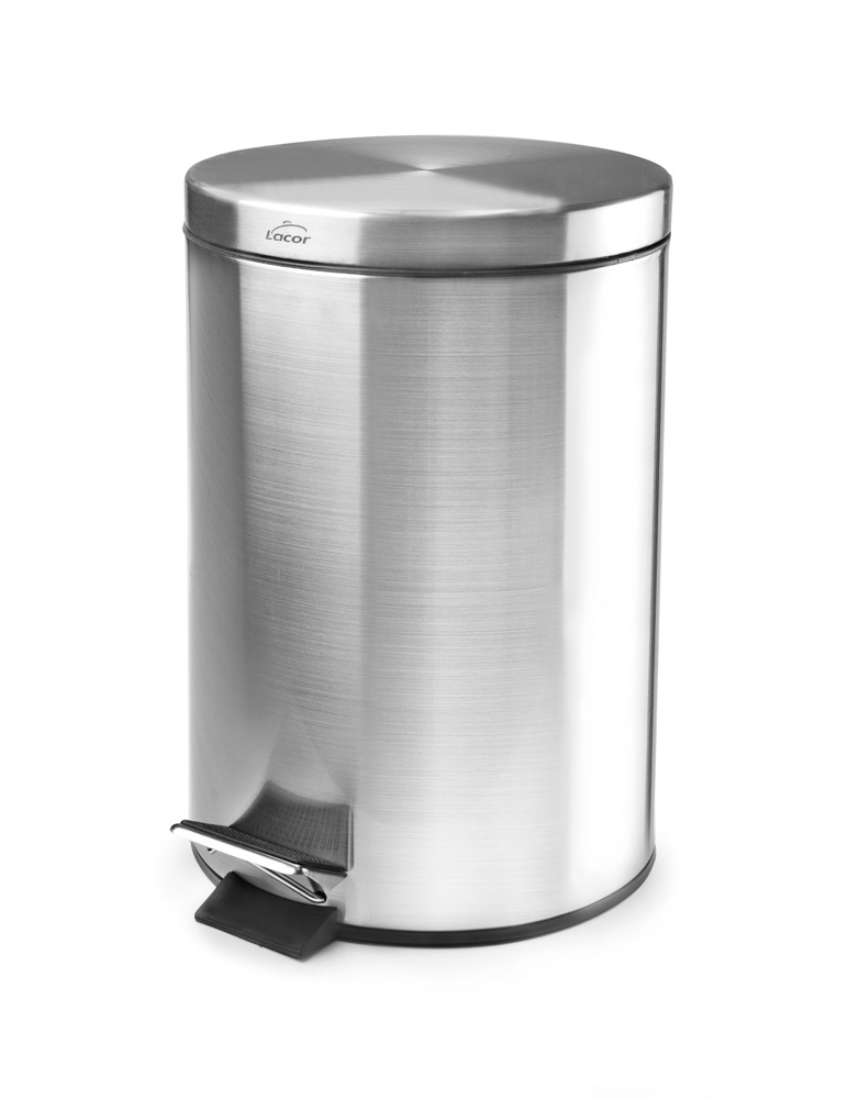 PAPELERA INOX C/PEDAL Y CUBO 5 LTOS