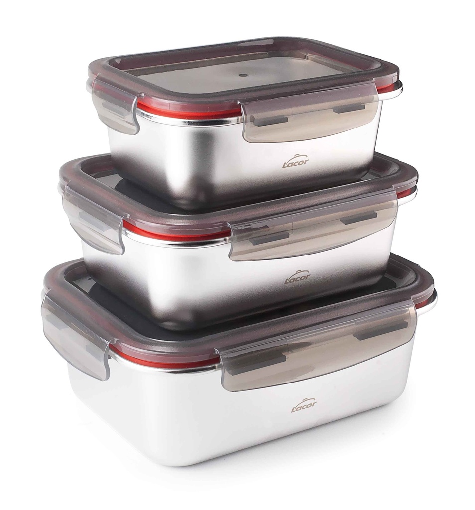 SET 3 RECIPIENTES RECTANGULARES ECOINOX