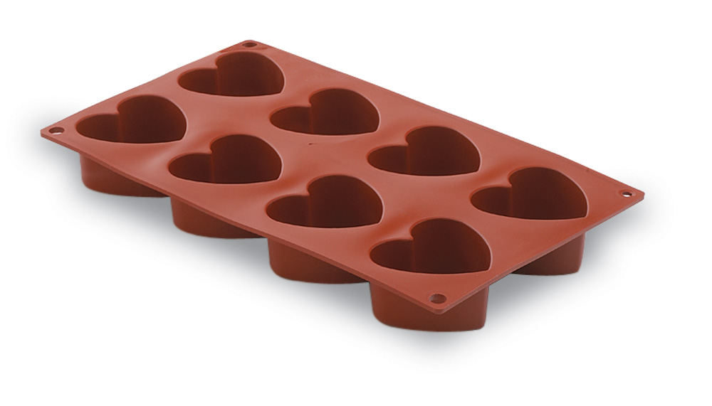 MOLDE SILICONA CORAZON 8 CAVIDADES