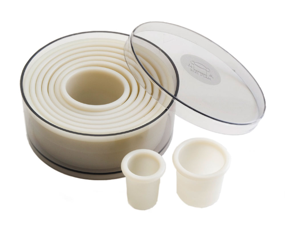 CAJA 9 CORTAPASTAS REDONDOS RIZADO NYLON