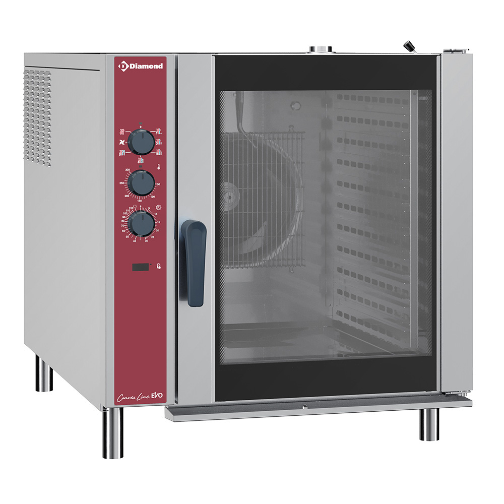 Horno eléctrico de convexión, 10x GN 2/1, umidificador automatico