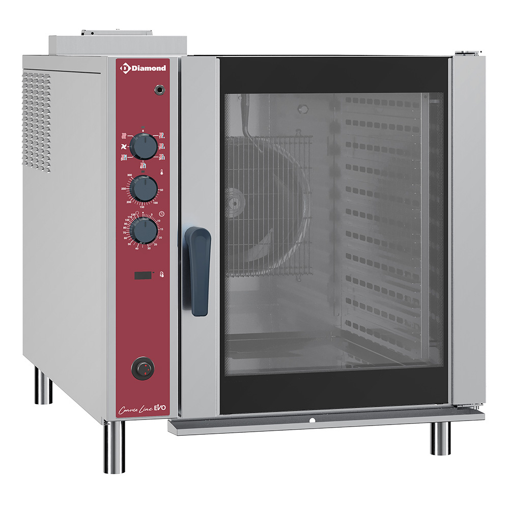 Horno de convexión a gas, 10x GN 2/1, umidificador automatico