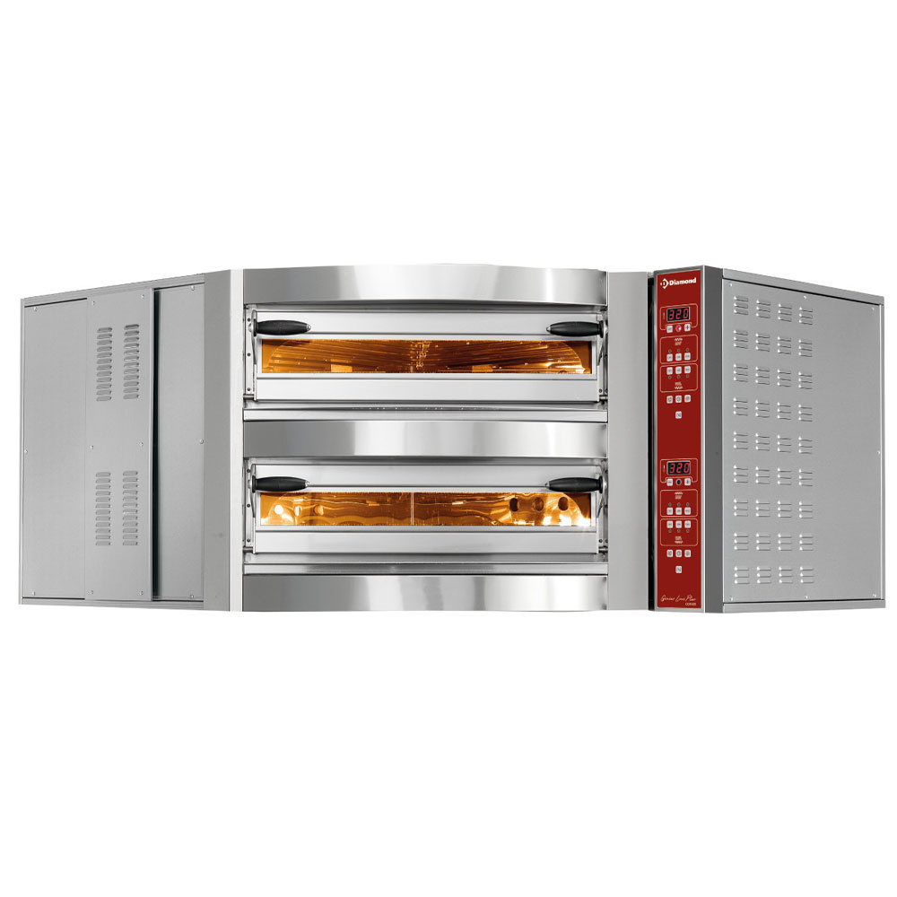 Horno eléctrico de ángulo, 2 camaras 2x 8 pizzas Ø 350 mm
