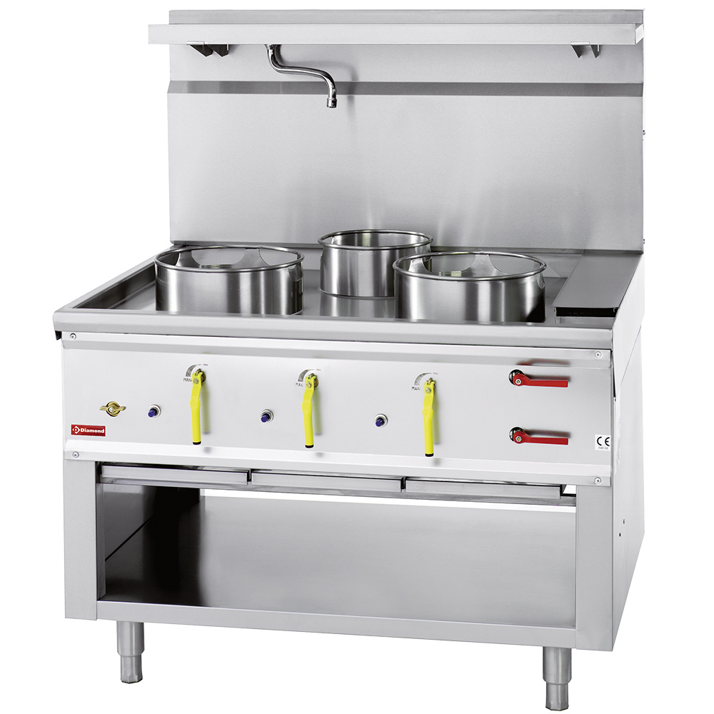 Hornillo wok 3 quemadores con cortina de agua
