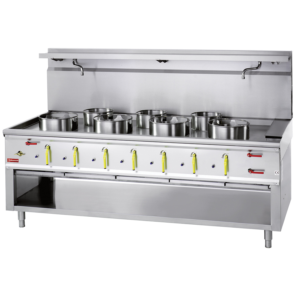Hornillo wok 7 quemadores con cortina de agua