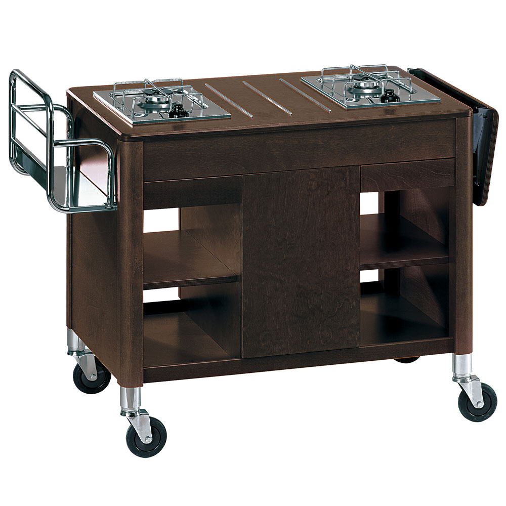 Carretilla de cocina, 2 fuegos a gas, madera "Wengé"