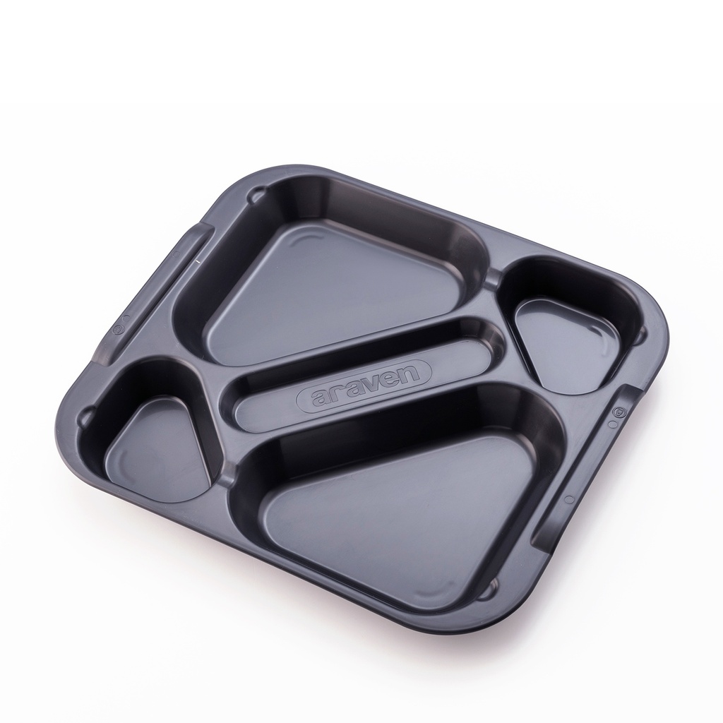 ARA41050 BANDEJA AUTOSER 5 COMPART P.P. NEGRA (Caja 12u)